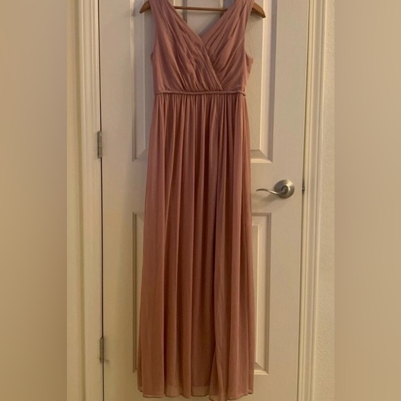 Azazie bridesmaids chiffon evening formal dress pink mauve blush Junior 16/XS - Picture 1 of 8